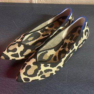 Rothy's Leopard Print Flats with Blue Trim